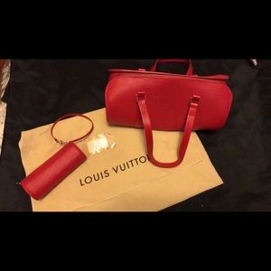Authentic Red Epi Leather Soufflot Bag